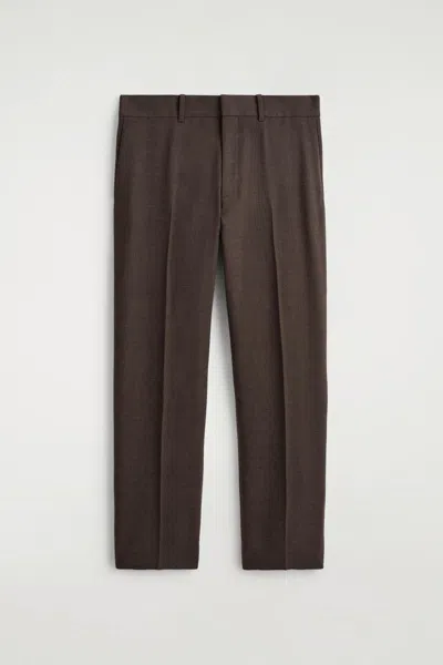 Cos Wool Tapered Trousers In Bronze In Brown