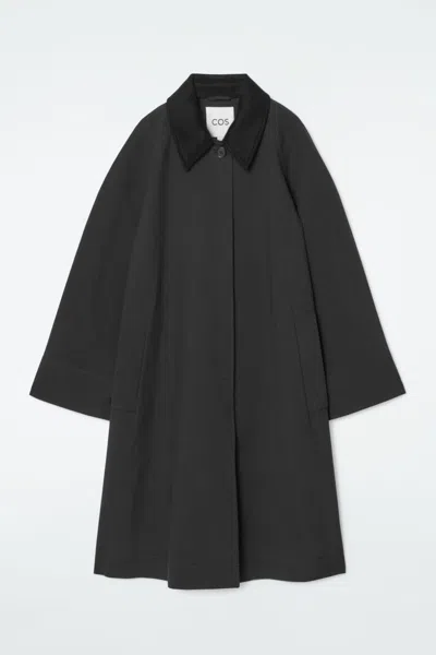 Cos Wool-trimmed Car Coat In Black