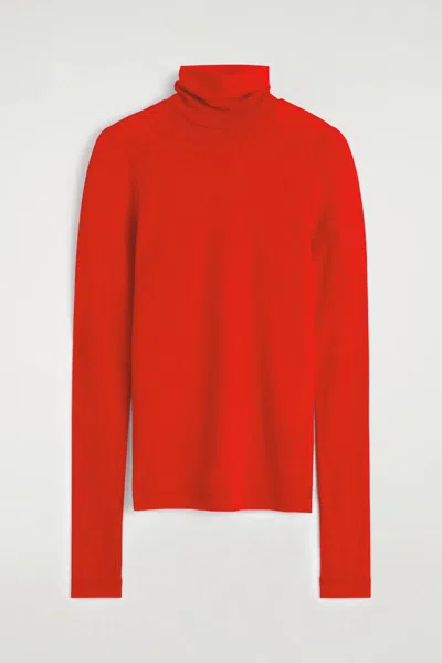 Cos Wool Turtleneck Top In Red