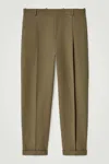 Cos Wool-twill Turn-up Trousers In Beige In Beige