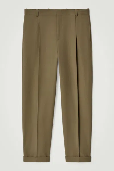 Cos Wool-twill Turn-up Trousers In Beige