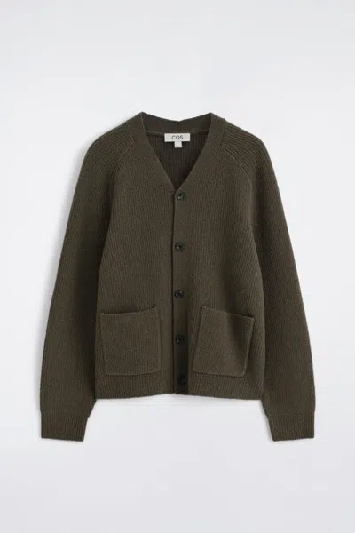 Cos Wool-blend Bouclé Cardigan In Brown