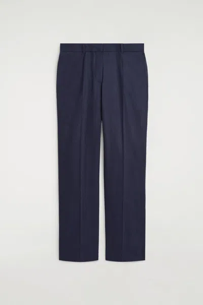 Cos Wool-blend Flared Trousers In Blue In Bleu