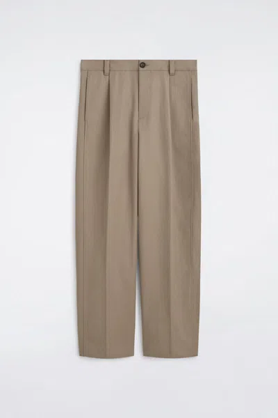 Cos Pantalon Large Décontracté En Laine Et Coton In Beige