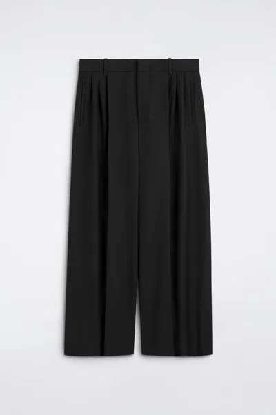 Cos Wool-twill Relaxed-fit Wide-leg Pants In Black