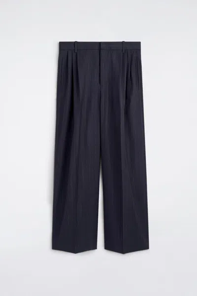 Cos Pantalon Large Décontractée En Sergé De Laine In Blue