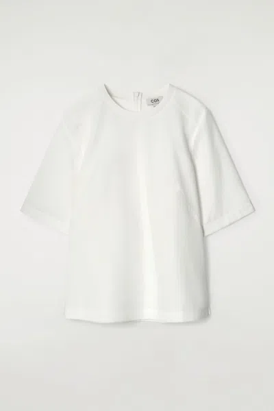 Cos Woven Cotton Top In White