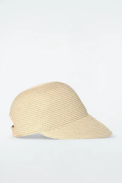 Cos Woven Straw Baseball Cap In Beige