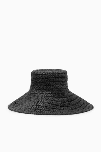 Cos Woven Straw Hat In Black