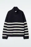 Cos Wrap-collar Merino Wool Jumper In Blue
