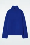 Cos Wrap-collar Merino Wool Jumper In Blue