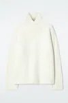 Cos Wrap-collar Merino Wool Jumper In White
