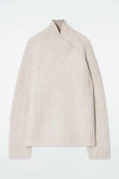 Cos Cashmere Jumper Beige Cashmere Turtleneck Cos Wrap-collar Pure