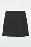 Cos Wrap-effect Wool Mini Skirt In Black
