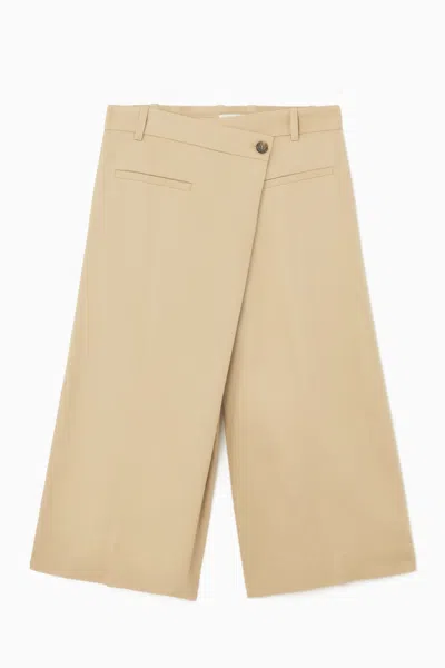Cos Wrap-front Culottes In Beige