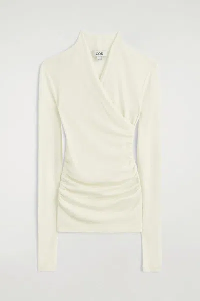 Cos Wrap-over Merino Wool Top In Multi