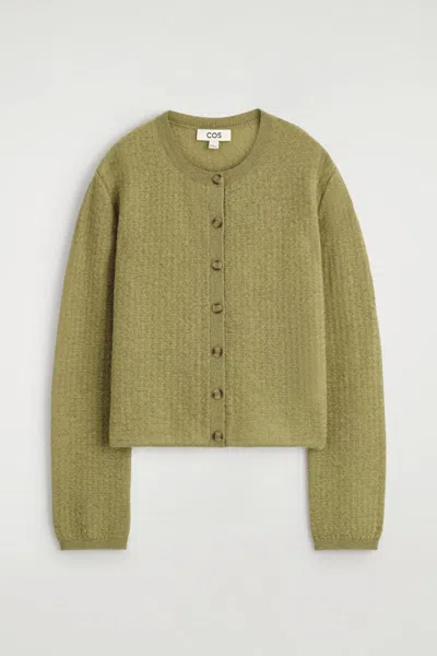 Cos Zigzag-knit Mohair-blend Cardigan In Green