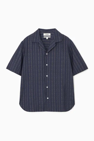 Cos Zigzag Stripe Shirt In Blue