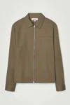 Cos Zip-up Twill Overshirt In Green