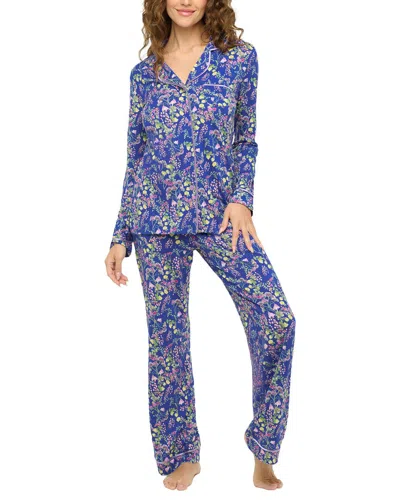 Cosabella 2pc Bella Printed Top Pant Set In Blue