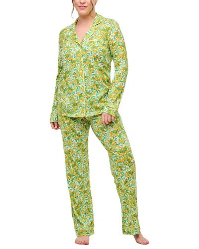 Cosabella 2pc Bella Printed Top Pant Set In Green