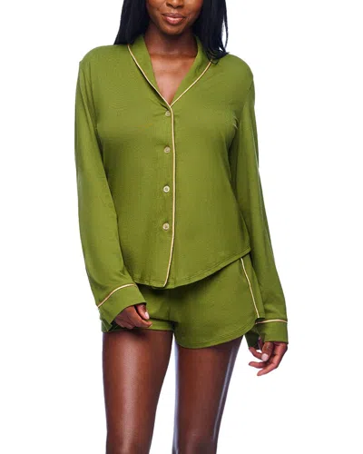Cosabella 2pc Pima Lusso Top Boxer Pajama Set In Green