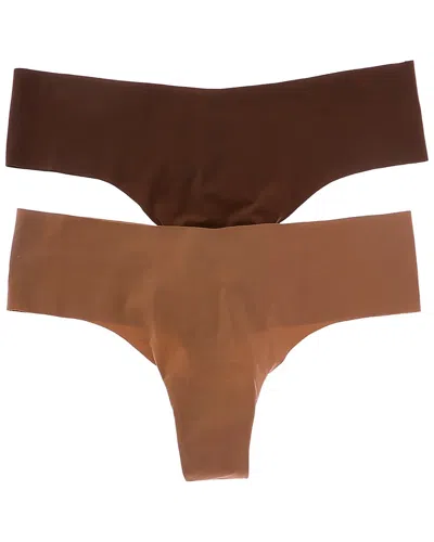 Cosabella 2pk Free Cut Microfiber Thong In Brown
