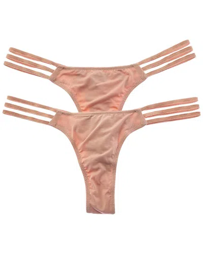 Cosabella 2pk Tempo Strappy Thong In Beige