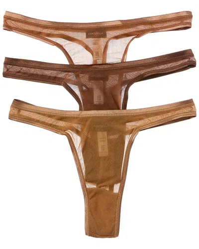 Cosabella 3pk Soire Confidence Classic Thong In Brown
