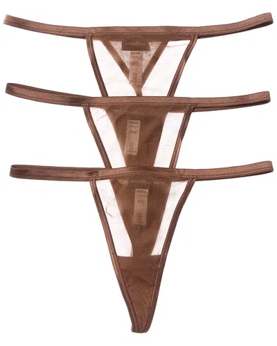 Cosabella 3pk Soire Confidence G-string In Brown