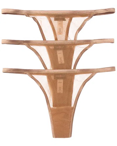 Cosabella 3pk Soire Confidence Italian Thong In Brown