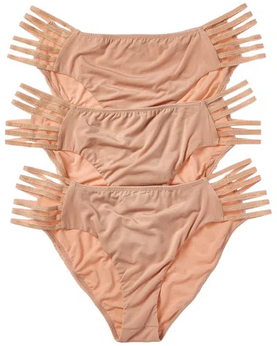 Cosabella 3pk Tempo Strappy Boyleg In Brown