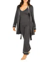 Cosabella Bella Curvy Racerback Cami, Pants & Robe Pajama Set In Anthro/ivory