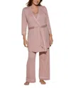 Cosabella Bella Maternity 3-piece Pajama Set In Mandorla Moon Ivy