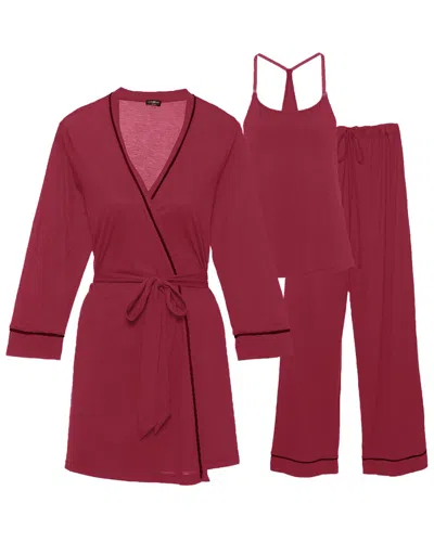 Cosabella Bella Maternity 3pc Pajama Set In Red