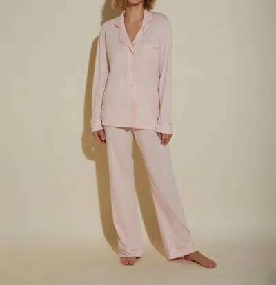 Cosabella Bella Petite Long Sleeve Top & Pant Pajama Set In Pink Lilly/pink Lilly In Gray
