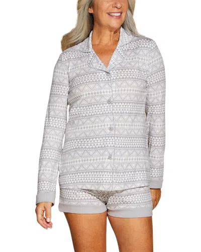 Cosabella Bella Printed 2pc Top & Boxer Set In Gray