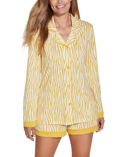 Cosabella Bella Printed 2pc Top & Boxer Set In Yellow