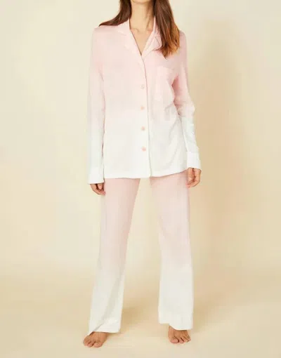 Cosabella Bella Printed Log Sleeve Pajama Set In Fiore Ombre In Pink