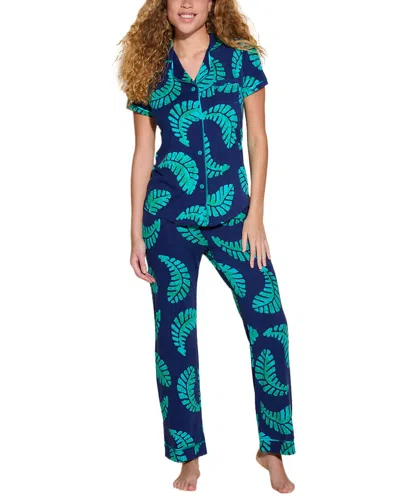 Cosabella Bella Printed Top & Pant Pj Set In Green