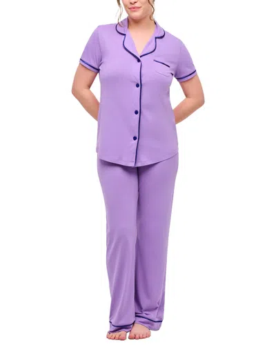 Cosabella Bella Short Sleeve Top Pant Set In Purple
