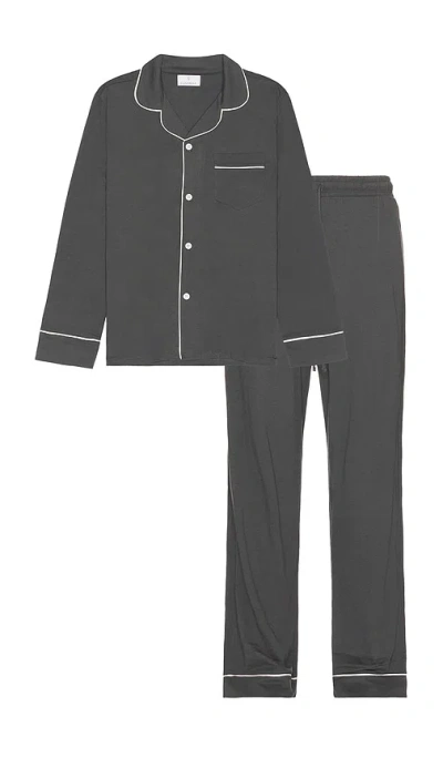 Cosabella Classic Pj Set In Anthracite & Ivory