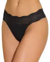 Cosabella Ceylon Lace Trim Low Rise Thong In Black