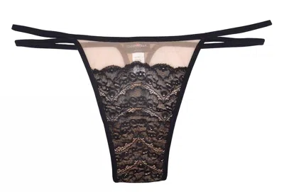 Cosabella Elise Lowrider Thong In Black / Nude In Multi