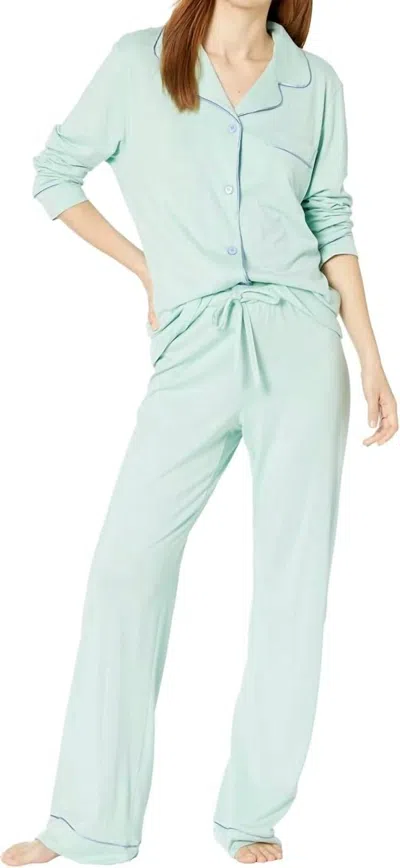 Cosabella Long Sleeve Top Pants Pajama Set In Dusty Basil In Green