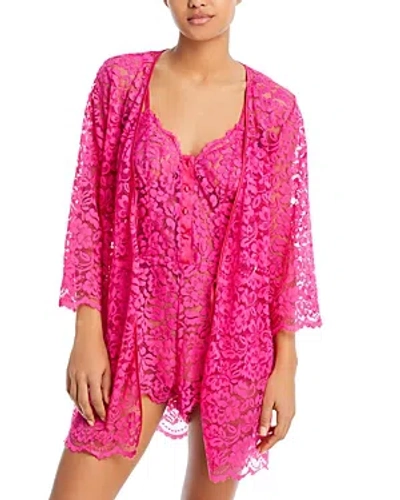 Cosabella Magnolia Lace Dressing Gown In Flori Pink