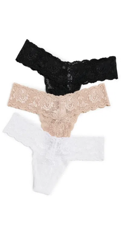 Cosabella Never Say Never 3 Pack Low Rise Thong Black Sette White In Multi