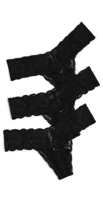 Cosabella Never Say Never 3 Pack Low Rise Thong Blk Blk Blk In Black