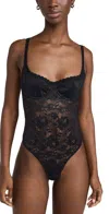 Cosabella Never Say Never Balconette Thong Bodysuit Black In Black