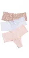 Cosabella Never Say Never Comfy Thongs 3 Pack Mandorla/pink Lilly/white